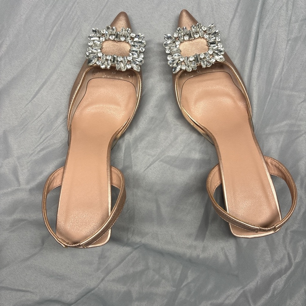 Chic Women's Embellished Rose Gold Heels